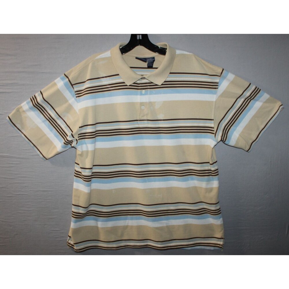 Bugle Boy Company Short Sleeve Polo Shirt Size XXL Vintage Beige White Striped